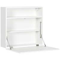 HOMCOM Bureau suspendu bureau mural avec tablette rabattable et 3 compartiments - 64 x 20 x 60 cm - blanc