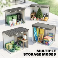 Outsunny 4 x 6ft Galvanised Metal Garden Shed, with Locking Door - Grey(m-8)