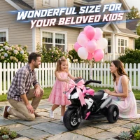 HOMCOM Kids Electric Motorcycle, 6V Ride on Motorcycle with 3 Wheels, LED Headlight, Music, Horn for Boys Girls 3-5 Y, Pink(m-7)