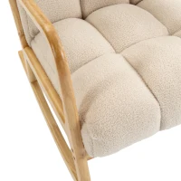 HOMCOM Sillón mecedor con reposapiés, mecedora en tejido bouclé, patas de madera, 64,5 x 82 x 89 cm, beige(m-9)