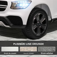AIYAPLAY Mașină electrică pentru copii, vehicul electric 12V, telecomandă 2,4G, 3 viteze, pornire lentă, 105x68x50cm, alb(m-4)