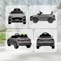 AIYAPLAY Mașină electrică pentru copii sub licență Audi Q8 e-tron Sportback 12V, telecomandă, faruri, muzică, claxon, 3-4 ani, Gri(m-9)