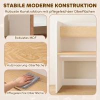 AIYAPLAY Kindertisch mit Sitzbank 5-in-1 Kindersitzgruppe mit Bücherregal, rollbar Kindertruhenbank mit Aufbewahrungsbox für 3-8(m-7)