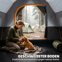 Outsunny Campingzelt für 5 Personen, Familienzelt, Tragetasche, 4,55x2,2x1,8m, Hellgrau/Schwarz(m-5)