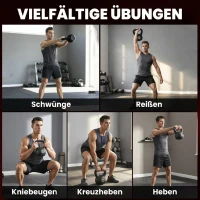 HOMCOM Kettlebell Kugelhantel 14 kg Gewicht-Hantel mit Sand befüllt für Anfänger Schwarz(m-4)