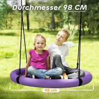 AIYAPLAY Nestschommel, Rond Tuinschommel, 150 kg Draagvermogen, Hoogteverstelbaar, Paars(m-5)