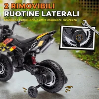 AIYAPLAY Moto Elettrica per Bambini da 37-96 Mesi con 12V Doppi Motori e Rotelle Rimovibili, Capacità 30kg, Giallo(m-5)