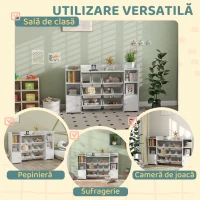 AIYAPLAY Raft pentru depozitarea jucăriilor pentru copii cu 8 containere detașabile și dulapuri, 140x30x90 cm, alb(m-5)