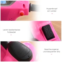 HOMCOM Elektrische kindermotor 6V met zijwieltjes, koplamp en claxon, 3 km/u, voor 1,5-3 jaar, roze(m-5)