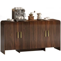 HOMCOM Buffet cuisine, meuble de rangement avec 4 portes à fermeture douce, 4 compartiments et bords arrondis, 152x40x80cm, noyer(m-12)