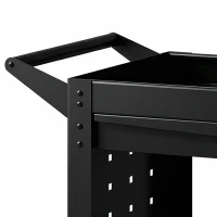 HOMCOM Tool Cart with Lockable Wheels, Rolling Workshop Cart with 3-Tier Trays, Drawer, Pegboards, Black(m-13)