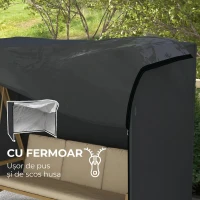 Outsunny Husă pentru Balansoar de Grădină cu 3 Locuri, Impermeabilă și Anti-UV, 220x125x172 cm, Negru(m-7)