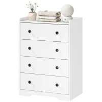 HOMCOM 4 Drawer Chest of Drawers, Modern Dresser for Bedroom, Storage Cabinet for Living Room Entryway, White Wood Effect(m-13)