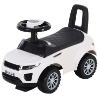HOMCOM 3-in-1 Ride On Car Foot To Floor Slider Toddler w/ Horn Steering Wheel NO POWER Manual Under Seat Storage Secure Design for 1-3 Year Old White(m-10)