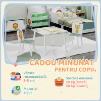 AIYAPLAY Set Mobilier Cameră Copii cu Masă și 2 Scaune pentru Copii de 3-8 Ani cu Model Animale, Verde(m-7)