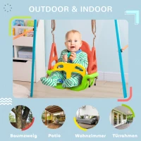 Outsunny 3-in-1 babyschommel, kinderschommel met verstelbaar touw, groen(m-7)