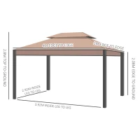 Outsunny 3 x 4m Garden Gazebo, Double Roof Marquee Canopy Shelter with Sidewalls, Solid Steel Frame for Garden, Lawn, Backyard and Deck(m-3)
