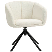 HOMCOM Chaise de salle à manger pivotante 360°, chaise de cuisine avec assise rembourrée, 58,5 x 59 x 78,5 cm, crème(m-11)