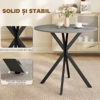 HOMCOM Masă rotundă de dining în stil industrial, cu picioare în cruce din oțel, Ø80 x 75 cm, gri(m-6)