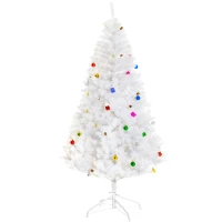 HOMCOM Albero di Natale Bianco 180cm con Addobbi e 930 Rami, Albero di Natale Innevato Artificiale in PVC(m-11)