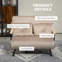 HOMCOM Sleeper chair, guest bed, wooden armrests, metal frame, up to 120 kg, 102x73x81cm, Light brown(m-6)
