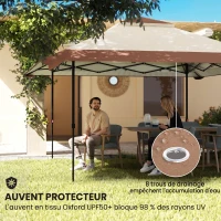 Outsunny Tonnelle pliante barnum parois en filet et protection UV50+ hauteur réglable et double toit sacs de lestage 4x4m beige(m-6)