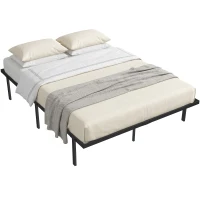 HOMCOM 5ft King Bed Frame with Underbed Storage, Metal Platform Bed Frame with Steel Slat Support, No Box Spring Needed(m-15)