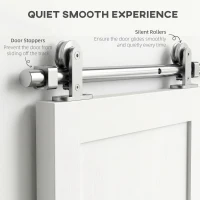 HOMCOM Sliding Door Hardware Kit Heavy Duty 304 Stainless Steel 152 cm Wide Door Silver Tone(m-5)