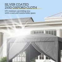 Outsunny 3x3(m) Pop-Up Gazebo, with Curtain Walls and Windows, Grey(m-5)