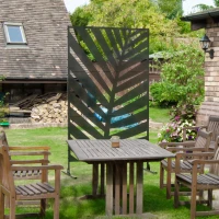 Outsunny Paravent séparateur de jardin balcon décoratif extérieur à motif végétal en acier 122 x 45 x 198 cm noir(m-10)