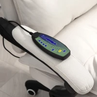 Vinsetto Silla de Escritorio con Masaje Altura Ajustable Respaldo Reclinable Reposapiés Giratoria 360° Crema(m-8)