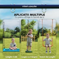 AIYAPLAY Structură pentru leagăn de grădină pentru copii cu vârsta între 3-8 ani, din oțel, 4 cârlige, 260x160x178 cm, albastru(m-5)