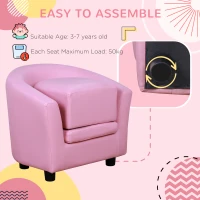 HOMCOM Kids Toddler Sofa Children's Armchair Footstool with Thick Padding, Anti-skid Foot Pads, 30 x 28 x 21cm, Pink(m-7)