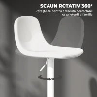 HOMCOM Set 2 Scaune de Bar cu Spătar și Suport pentru Picioare, Înălțime Reglabilă, Piele Ecologică PU, Alb(m-5)