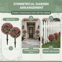 HOMCOM Artificial Rose Topiary UV Resistant, 2-Pack Fake Plants, 55 cm, Pink(m-5)