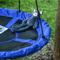 Outsunny Balançoire nid d'oiseau Ronde balançoire Panier Ø 110 cm 4 Anneaux Inclus métal époxy Oxford Haute densité Bleu(m-12)