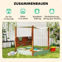AIYAPLAY Zandbak met zonnescherm voor kinderen, 2 opbergbakken, 116L x 112,5B x 128H cm, vurenhout, kunststof, groen(m-5)