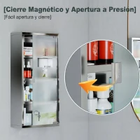 HOMCOM Armario de Medicinas Botiquín Gabinete de Primero Auxilios Acero Inox 4 Estantes Caja Colgante de Pared con Cerradura(m-4)