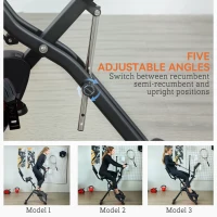 SPORTNOW Five-in-one Foldable Exercise Bike, Stationary Bike with Arm Workout Bands, LDC Monitor, Phone Holder, Black(m-4)