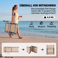 Outsunny Sonnenliege, Faltbare Gartenliege, Klappliege mit Kissen, 5-stufige Rückenlehne, Oxfordstoff, 188 x 57 x 30 cm, Beige(m-7)