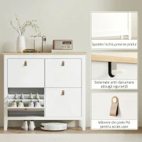 HOMCOM Pantofar Slim cu 4 Sertare pentru 20 Perechi de Pantofi, Mărime EU44 și Separatoare Reglabile, 105x24x95,5 cm, Alb(m-7)