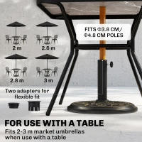 Outsunny 9kg Garden Parasol Base, Round Resin Cast Iron Effect Sun Umbrella Base, Outdoor Umbrella Stand for 38mm or 48mm Outdoor Umbrella Poles, Bronze Tone(m-4)