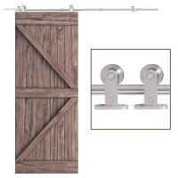 HOMCOM Wooden Sliding Door Kit Stainless Steel Smooth Operation Hardware Track Kit System Unit For Single Door 2000mm(m-10)