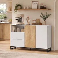 HOMCOM Komoda nowoczesna szafka do przechowywania z 2 drzwiami Soft-Close i 2 szufladami 140x40x85 cm, biały(m-8)