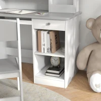ZONEKIZ Bureau enfant avec chaise ergonomique avec clavier coulissant tiroir niches et étagères ouvertes 90 x 45 x 90 cm gris(m-8)
