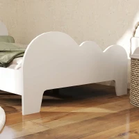 AIYAPLAY Pat Montessori pentru Copii 3-8 Ani, 143,5 x 74,5 cm, cu Bare Laterale Anti-Cădere, Model Norișor din Lemn, Alb(m-8)