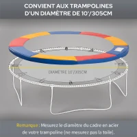 HOMCOM Coussin de protection pour trampoline de remplacement Ø 305 cm résistant aux rayons UV, anti déchirure multicolore(m-5)