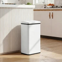 HOMCOM 50L Sensor Bin with Soft-Close Lid, Stainless Steel Automatic Touchless Motion Sensor Kitchen Bin, White(m-14)
