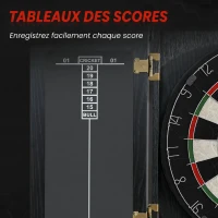 SPORTNOW Cible de Fléchettes en Sisal avec Cabinet, 6 Fléchettes Pointe Acier et 2 Tableaux de Score, 100x55x9cm, Noir(m-7)