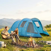Outsunny Campingzelt Trekkingzelt Zelt, wetterbeständig, 2 Räume,  475 x 264  cm Breite x 172, Blau(m-8)